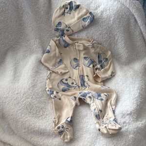 Carter's Cream and Blue Panda Footie